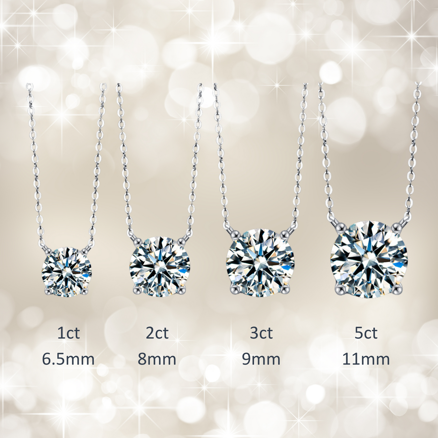 S925 Silver Moissanite Necklace Top Selling 1ct 2ct 3ct 5ct Necklace with GRA Certificate