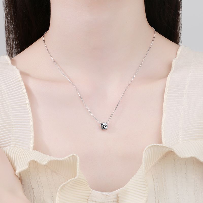S925 Silver Moissanite Necklace Top Selling 1ct 2ct 3ct 5ct Necklace with GRA Certificate