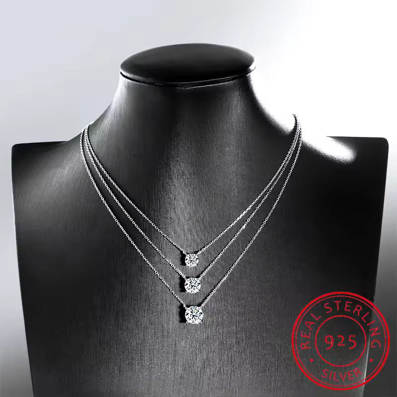S925 Silver Moissanite Necklace Top Selling 1ct 2ct 3ct 5ct Necklace with GRA Certificate