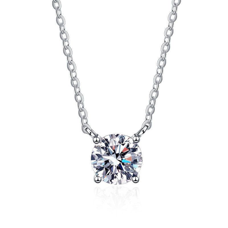 S925 Silver Moissanite Necklace Top Selling 1ct 2ct 3ct 5ct Necklace with GRA Certificate