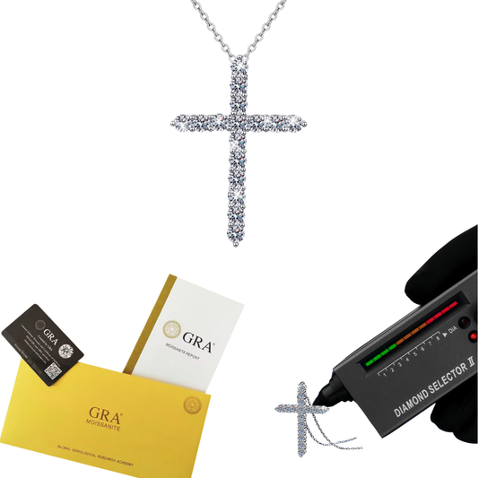 Luxury 1.6ct Moissanite Cross Pendant Necklace Brilliant Cut VVS D