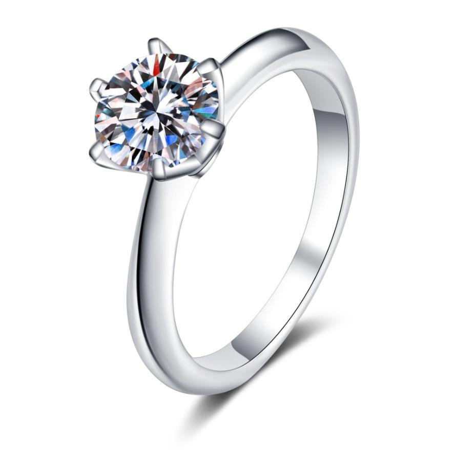 S925 Sterling Silver Classic Round Cut Moissanite Ring 1ct 2ct 3ct VVS1 DEF