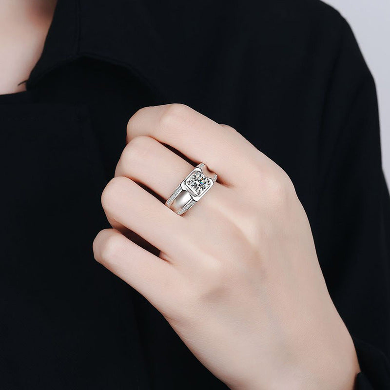 Luxury 1 Carat Moissanite Ring 925 Sterling Silver with GRA Certified
