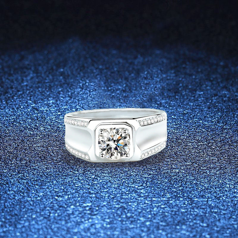 Luxury 1 Carat Moissanite Ring 925 Sterling Silver with GRA Certified
