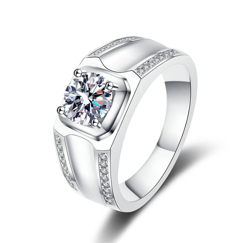 Luxury 1 Carat Moissanite Ring 925 Sterling Silver with GRA Certified