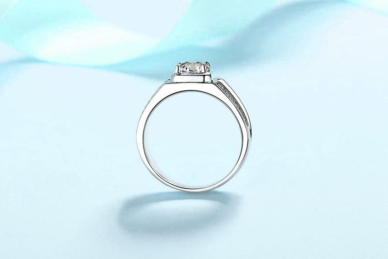 Luxury 1 Carat Moissanite Ring 925 Sterling Silver with GRA Certified