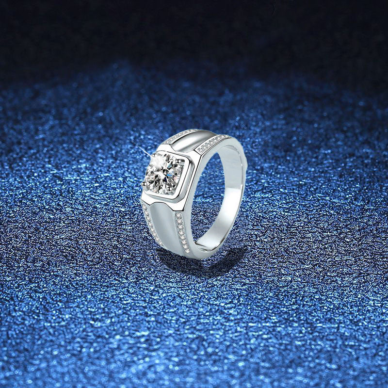 Luxury 1 Carat Moissanite Ring 925 Sterling Silver with GRA Certified