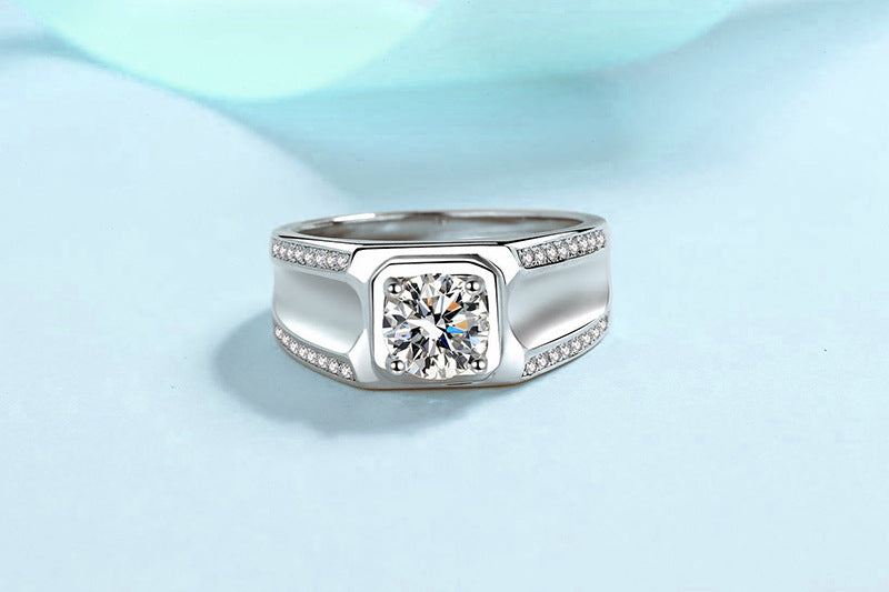 Luxury 1 Carat Moissanite Ring 925 Sterling Silver with GRA Certified