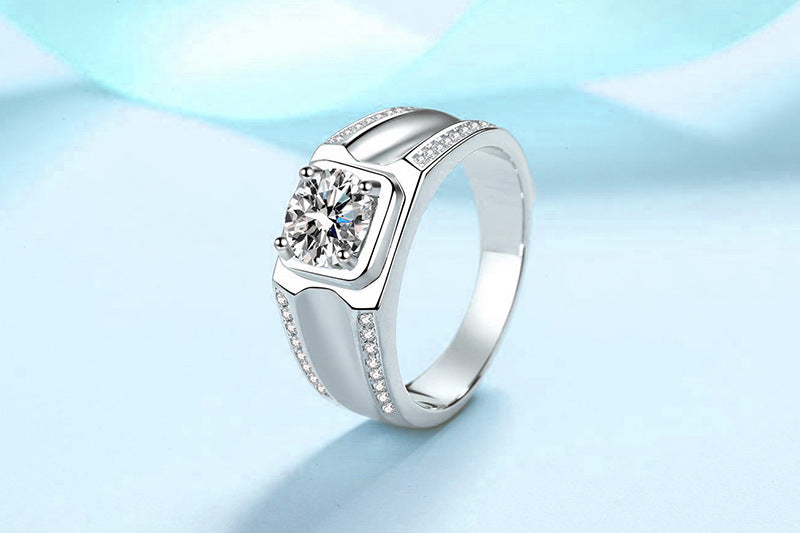 Luxury 1 Carat Moissanite Ring 925 Sterling Silver with GRA Certified