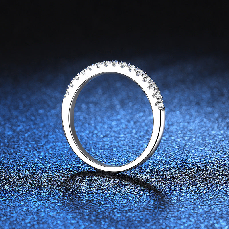 Rhodium Plated 925 Sterling Silver Moissanite Eternity Ring Stackable for Daily Wear