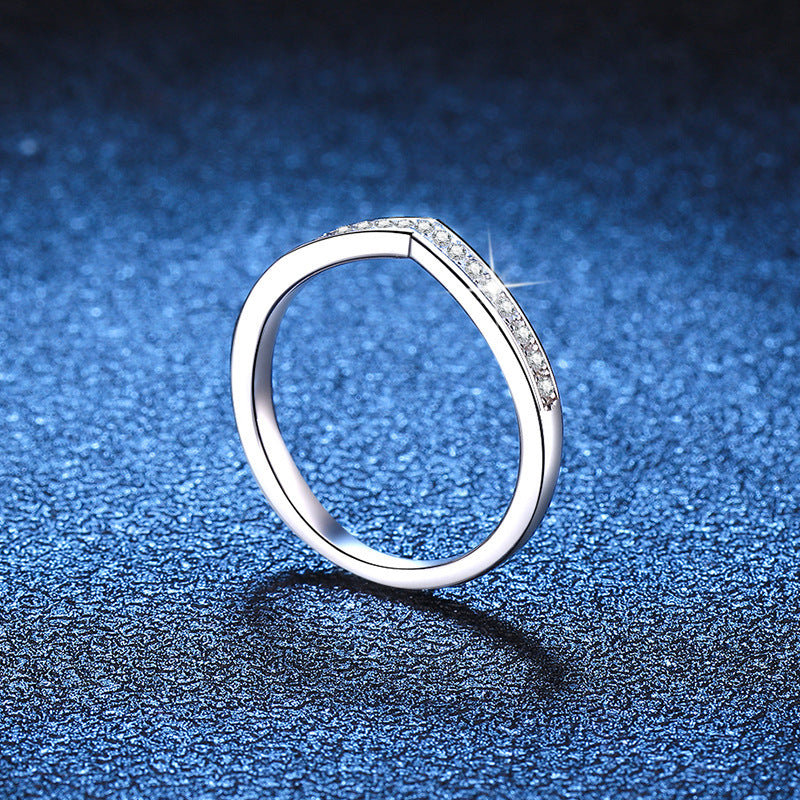 Minimalist Jewelry V-shaped S925 Sterling Silver Moissanite Ring