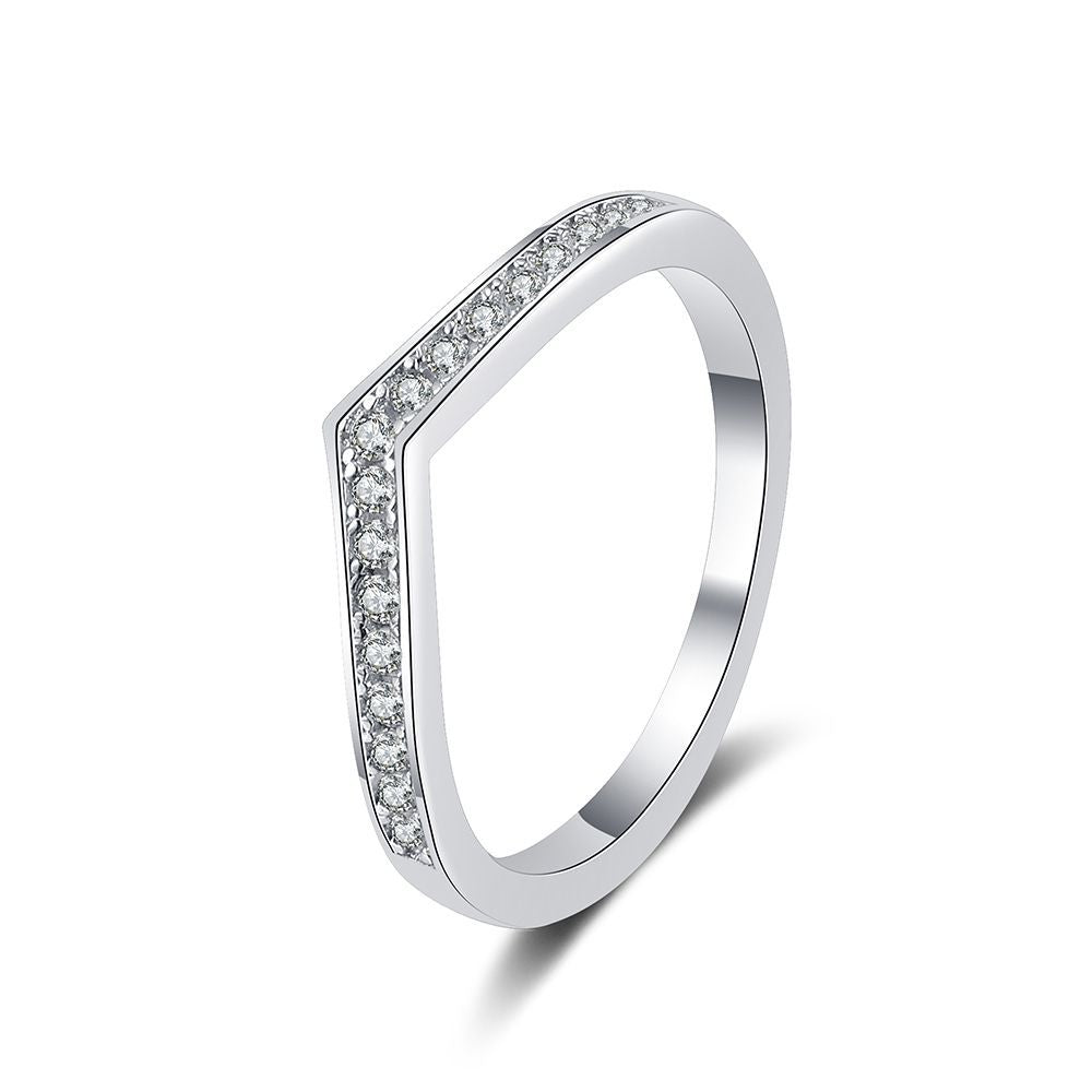 Minimalist Jewelry V-shaped S925 Sterling Silver Moissanite Ring