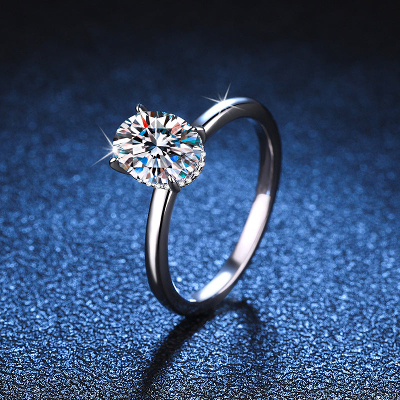 Elegant S925 Sterling Silver Oval Cut 2ct Moissanite Ring
