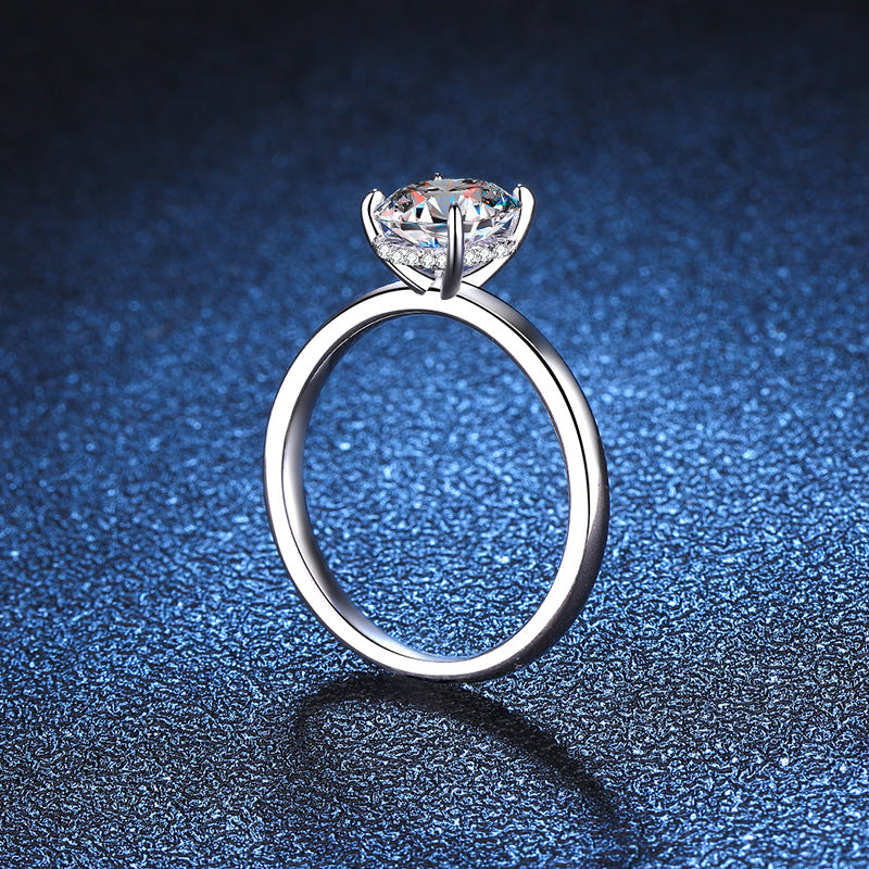 Elegant S925 Sterling Silver Oval Cut 2ct Moissanite Ring