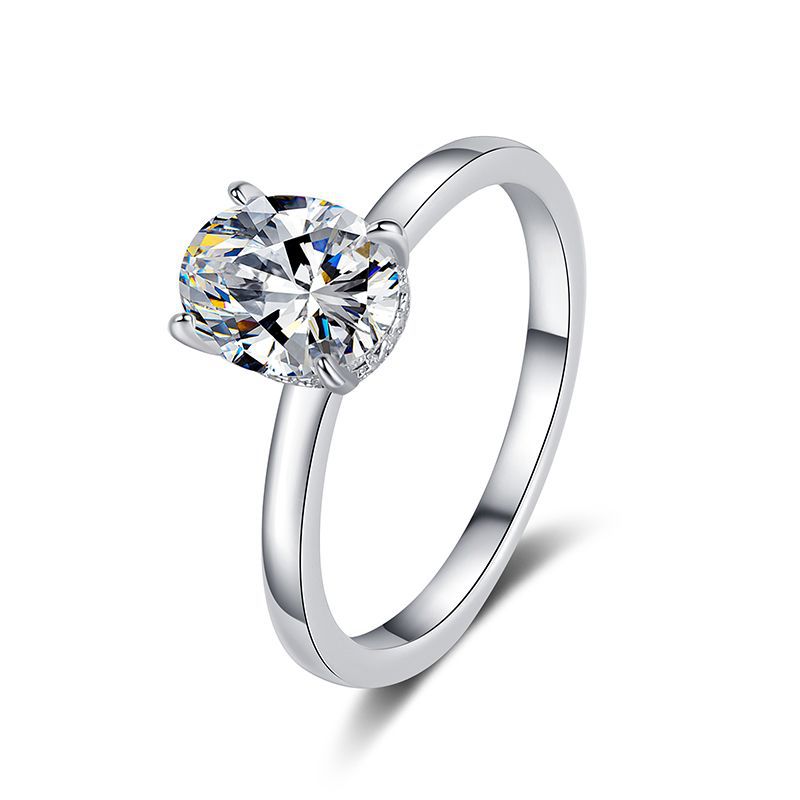 Elegant S925 Sterling Silver Oval Cut 2ct Moissanite Ring