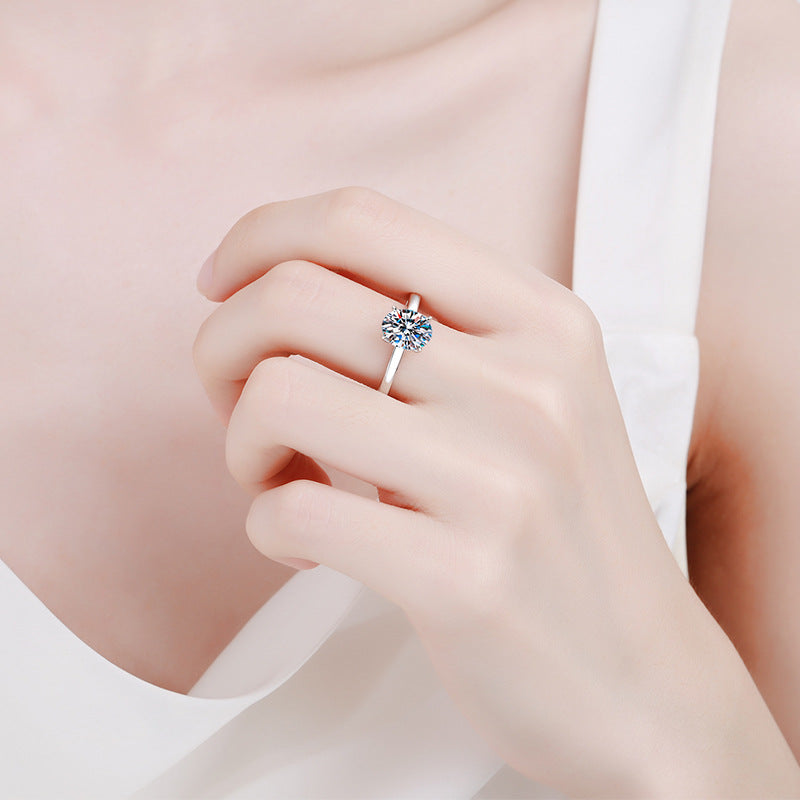 Elegant S925 Sterling Silver Oval Cut 2ct Moissanite Ring