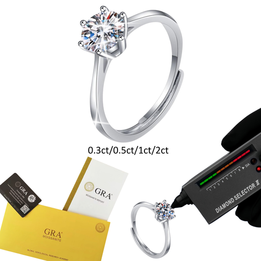 Shining Round Cut Moissanite Rings 925 Sterling Silver 0.3ct/0.5ct/1ct/2ct