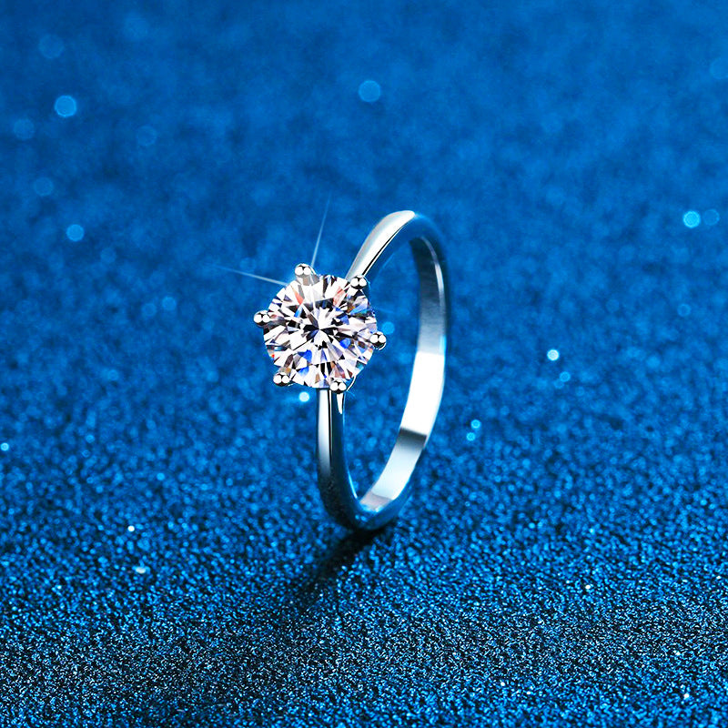 Shining Round Cut Moissanite Rings 925 Sterling Silver 0.3ct/0.5ct/1ct/2ct