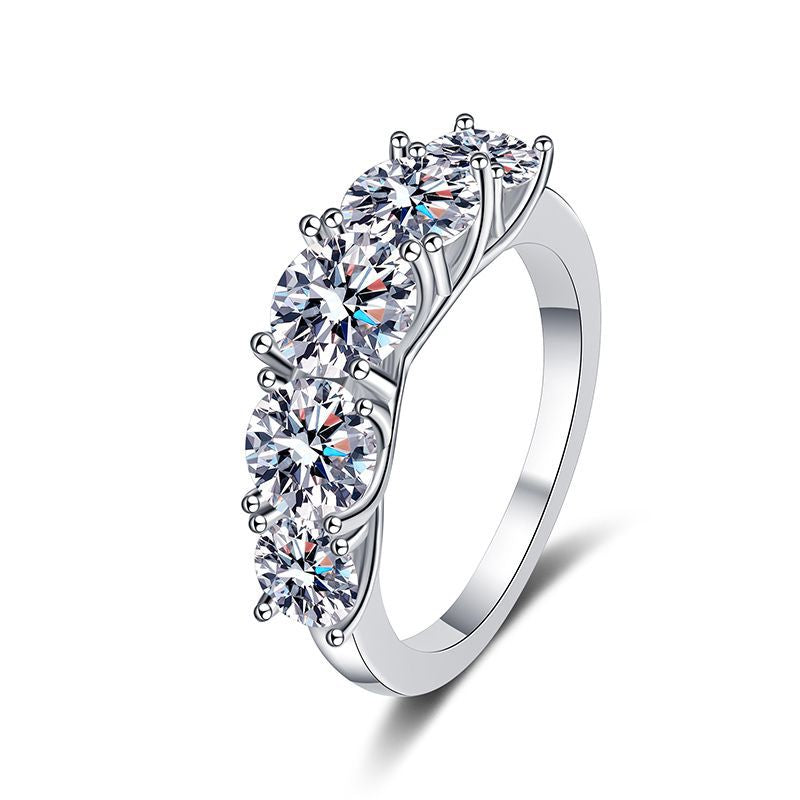 S925 Sterling Silver DEF Round Cut Moissanite Proposal Ring 3.6ct
