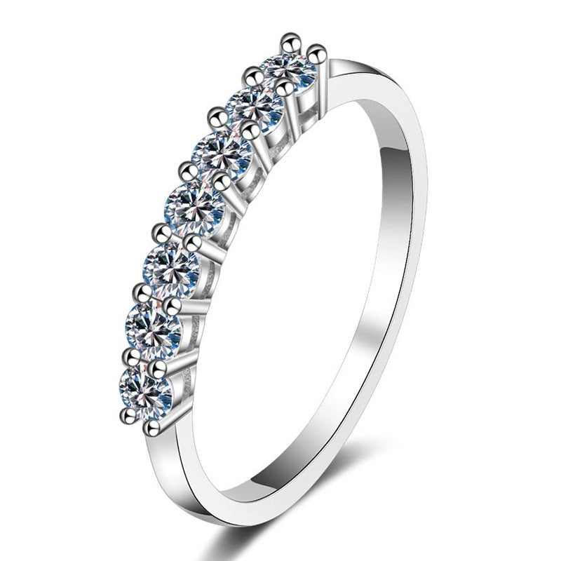 Moissanite Half Eternity Wedding Band 925 Sterling Silver 3mm Statement Ring