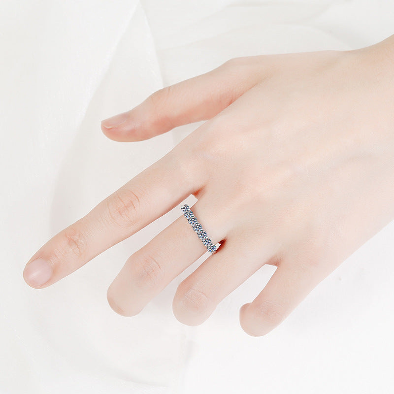 Moissanite Half Eternity Wedding Band 925 Sterling Silver 3mm Statement Ring