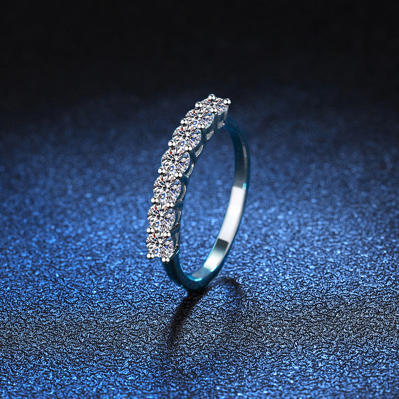 Moissanite Half Eternity Wedding Band 925 Sterling Silver 3mm Statement Ring