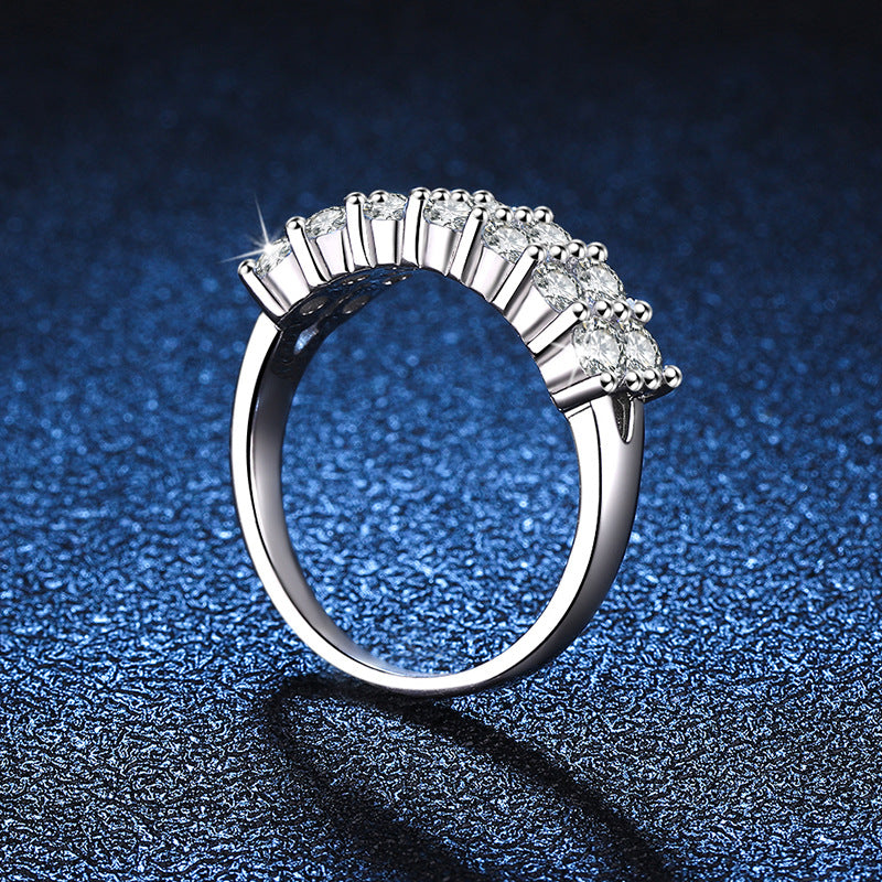 Luxury 2 Row 1.4ct Eternity Band S925 Silver Moissanite Statement Ring for Parties