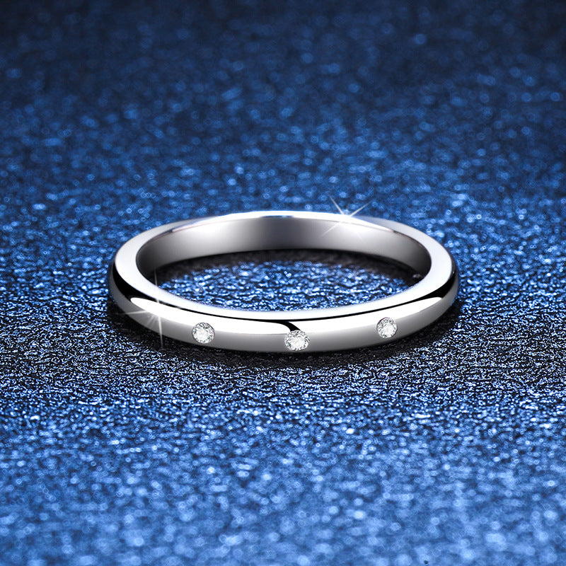 925 Sterling Silver Round Cut Moissanite Ring 0.5ct Platinum Rhodium Plated