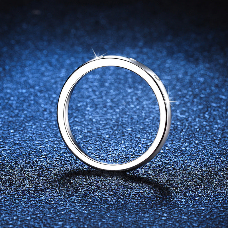 925 Sterling Silver Round Cut Moissanite Ring 0.5ct Platinum Rhodium Plated