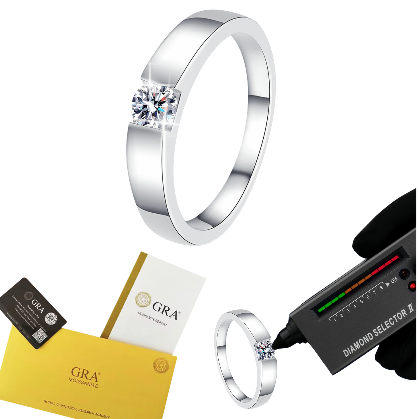 High-End S925 Sterling Silver Proposal Ring with 0.3ct Round Cut Moissanite