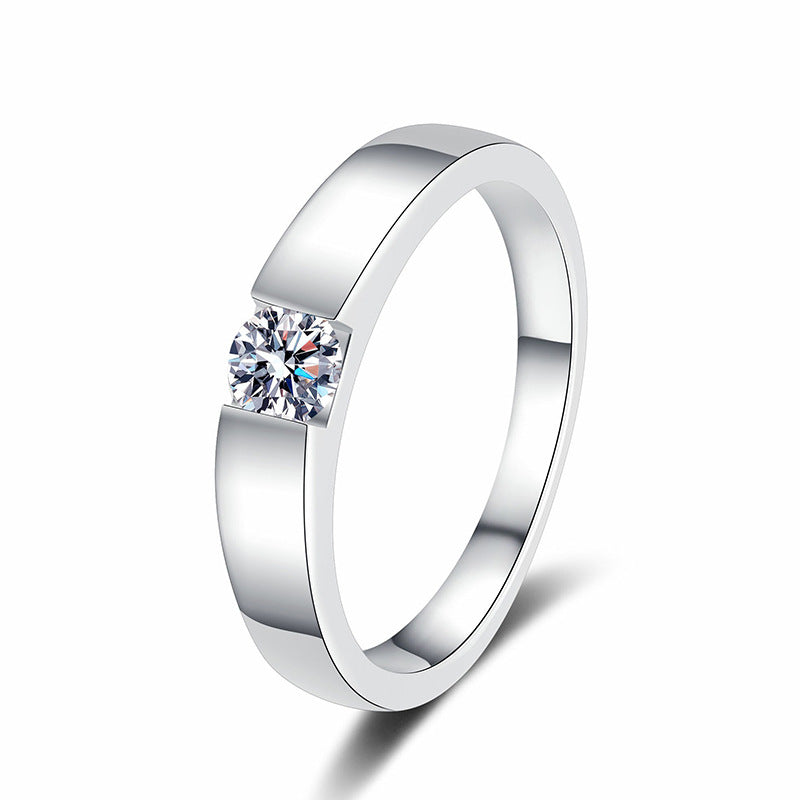 High-End S925 Sterling Silver Proposal Ring with 0.3ct Round Cut Moissanite