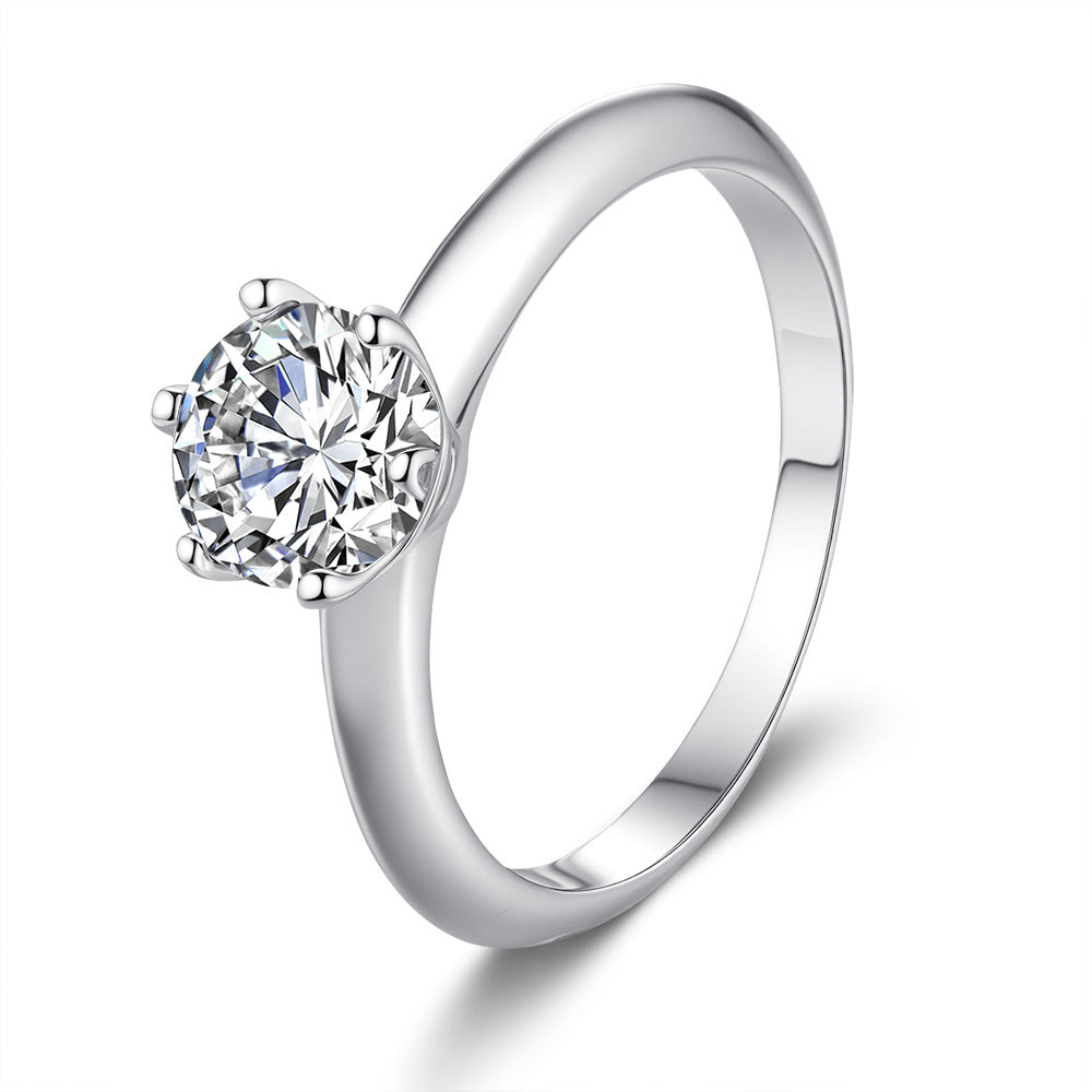 S925 Silver Six Claw Crown Proposal 3ct/5ct Round Cut Moissanite Ring