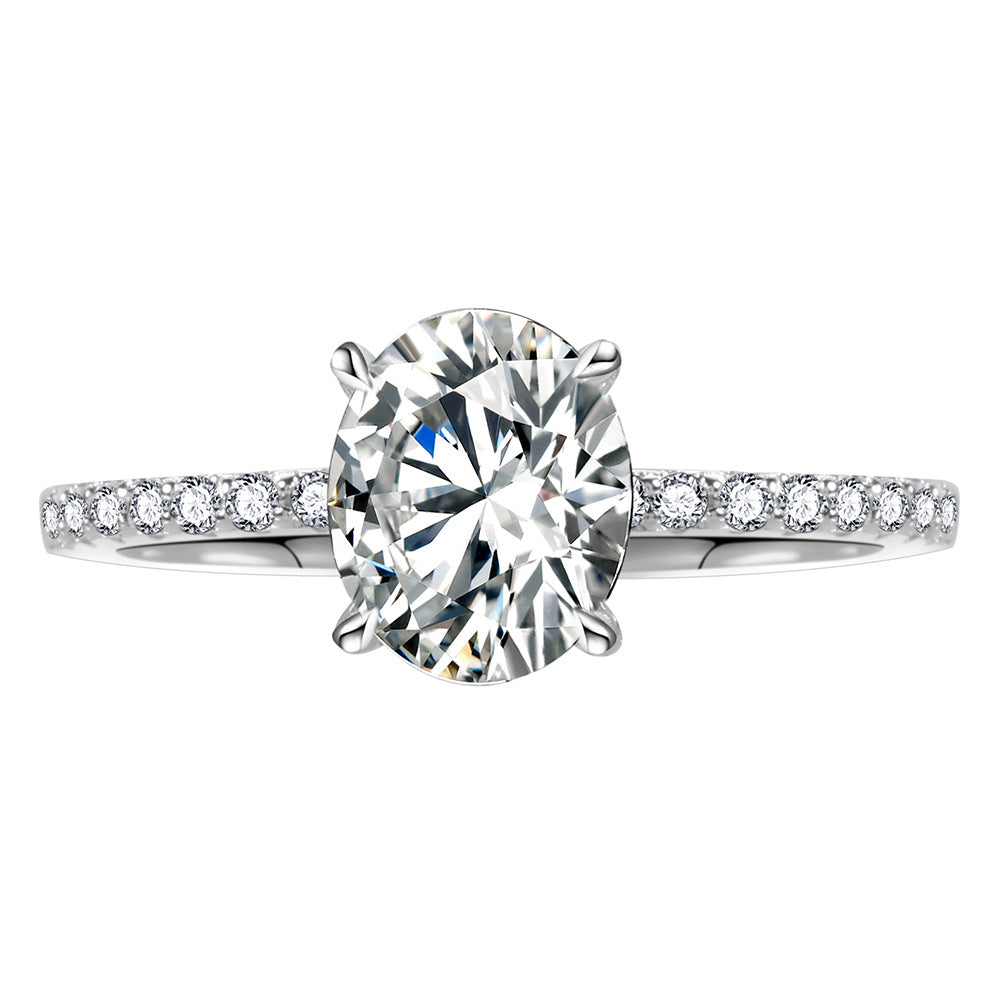925 Sterling Silver Hidden Halo Oval Cut D-Color Moissanite Wedding Rings 1ct/2ct/3ct