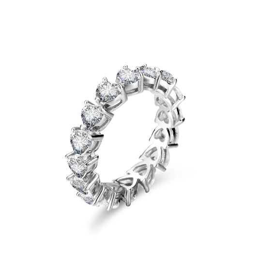 Fine S925 Silver Heart Cut Moissanite Tennis Ring Wedding Band 4.8ct for Party