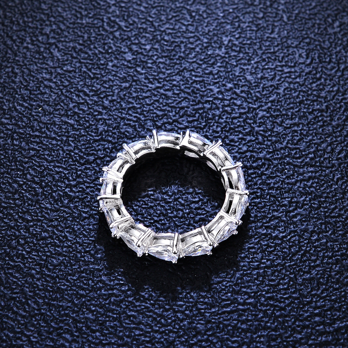 S925 Silver Luxurious Pear Cut Moissanite Tennis Ring Eternity Band 4.55ct for Wedding