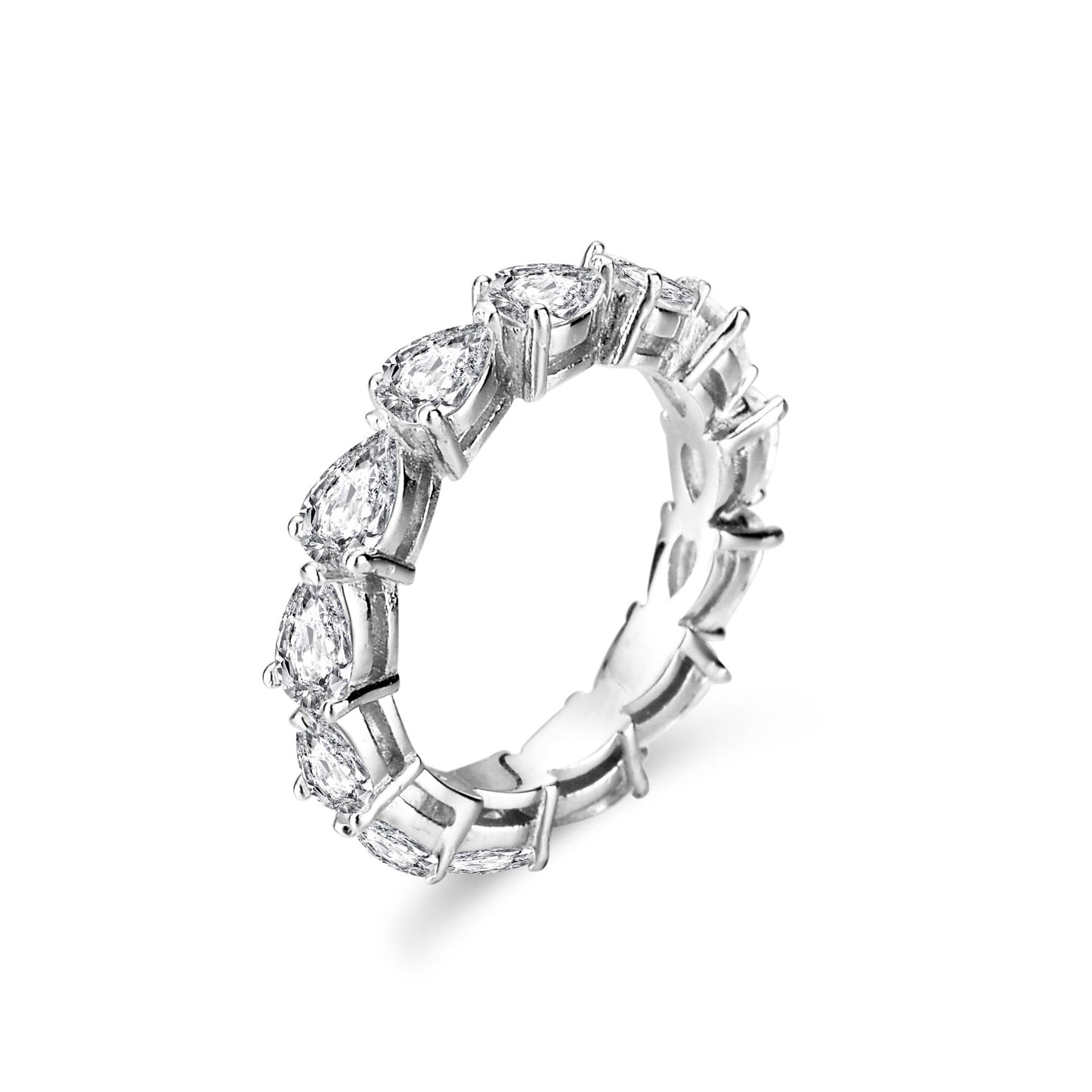 S925 Silver Luxurious Pear Cut Moissanite Tennis Ring Eternity Band 4.55ct for Wedding