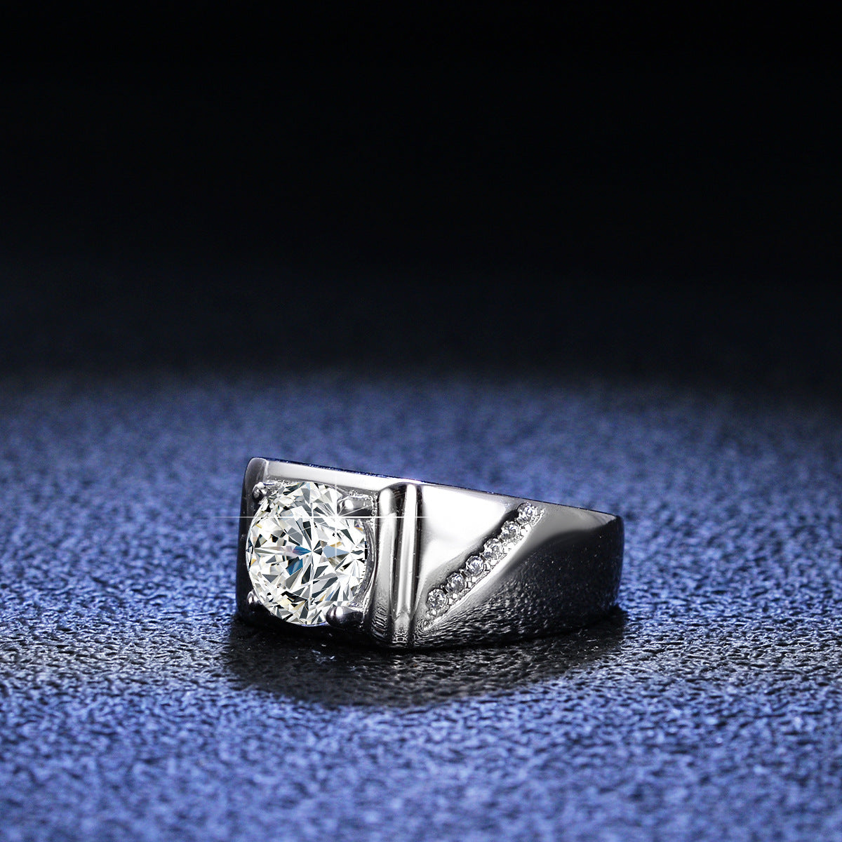 Luxury Fine Jewelry S925 Silver Round Cut 1ct/2ct Moissanite Men's Ring
