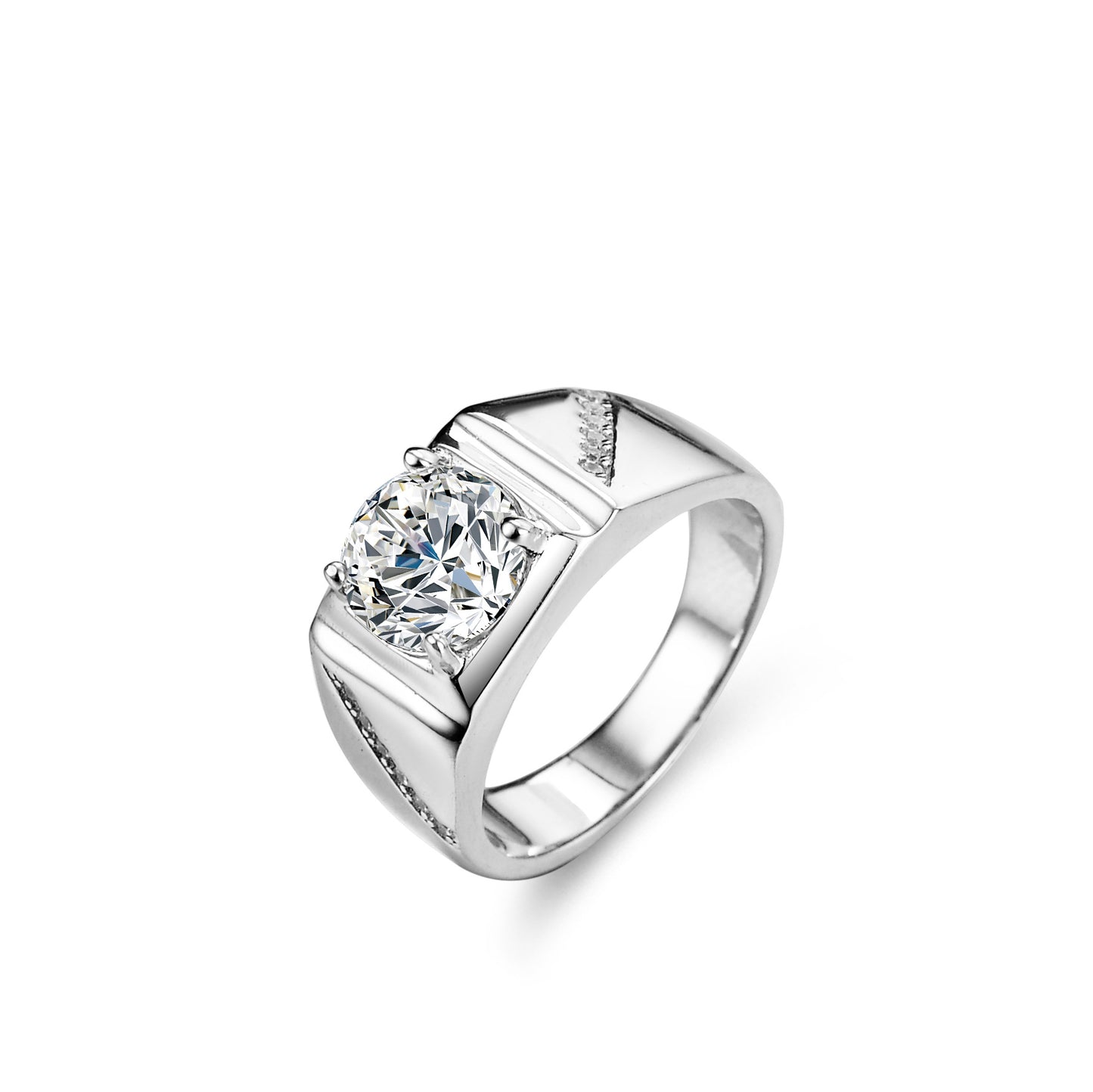 Luxury Fine Jewelry S925 Silver Round Cut 1ct/2ct Moissanite Men's Ring