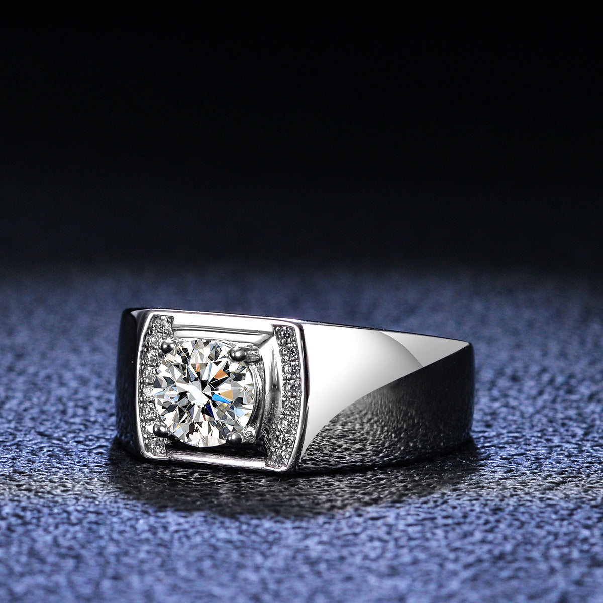 Popular Versatile Men's Jewelry Round Cut 1ct Moissanite Sterling Silver Ring for Men