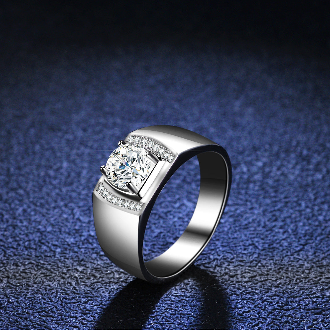 Popular Versatile Men's Jewelry Round Cut 1ct Moissanite Sterling Silver Ring for Men