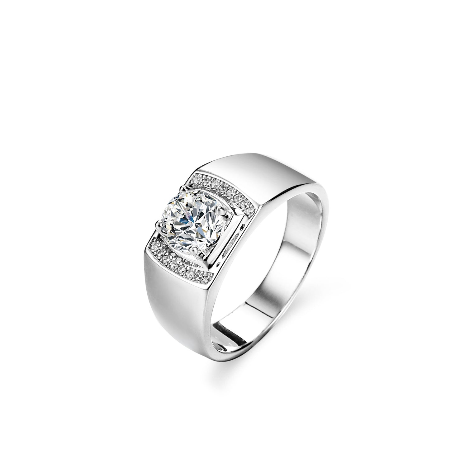 Popular Versatile Men's Jewelry Round Cut 1ct Moissanite Sterling Silver Ring for Men