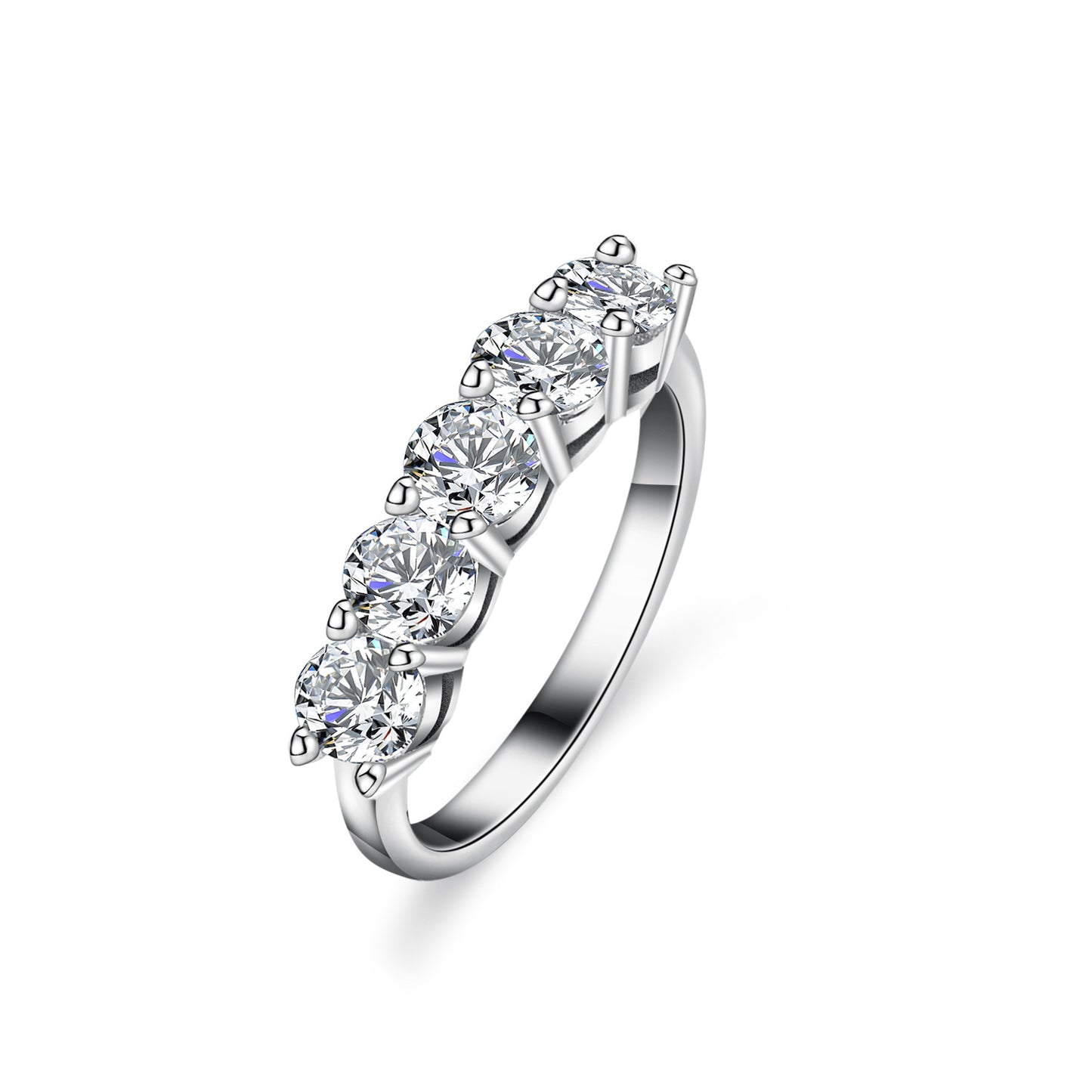 Popular S925 Silver Round Cut Moissanite Ring 1.5ct Eternity Ring Band