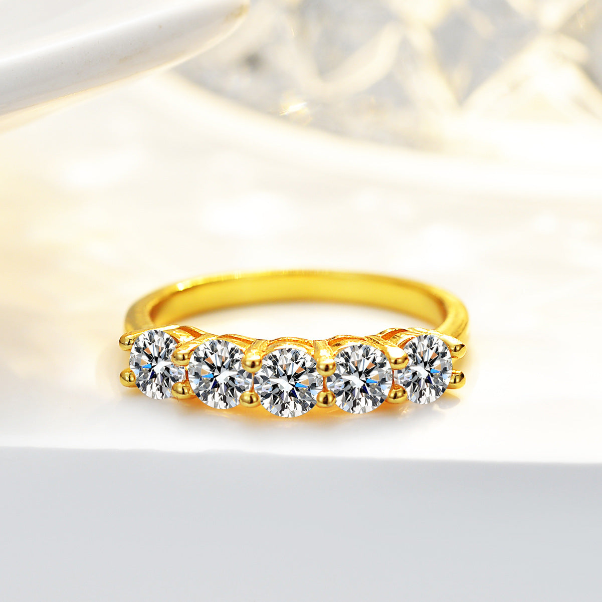 Popular S925 Silver Round Cut Moissanite Ring 1.5ct Eternity Ring Band