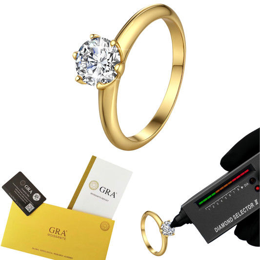 14K Gold Plated Solid 925 Sterling Silver Round Cut 1ct/2ct Moissanite Engagement Ring