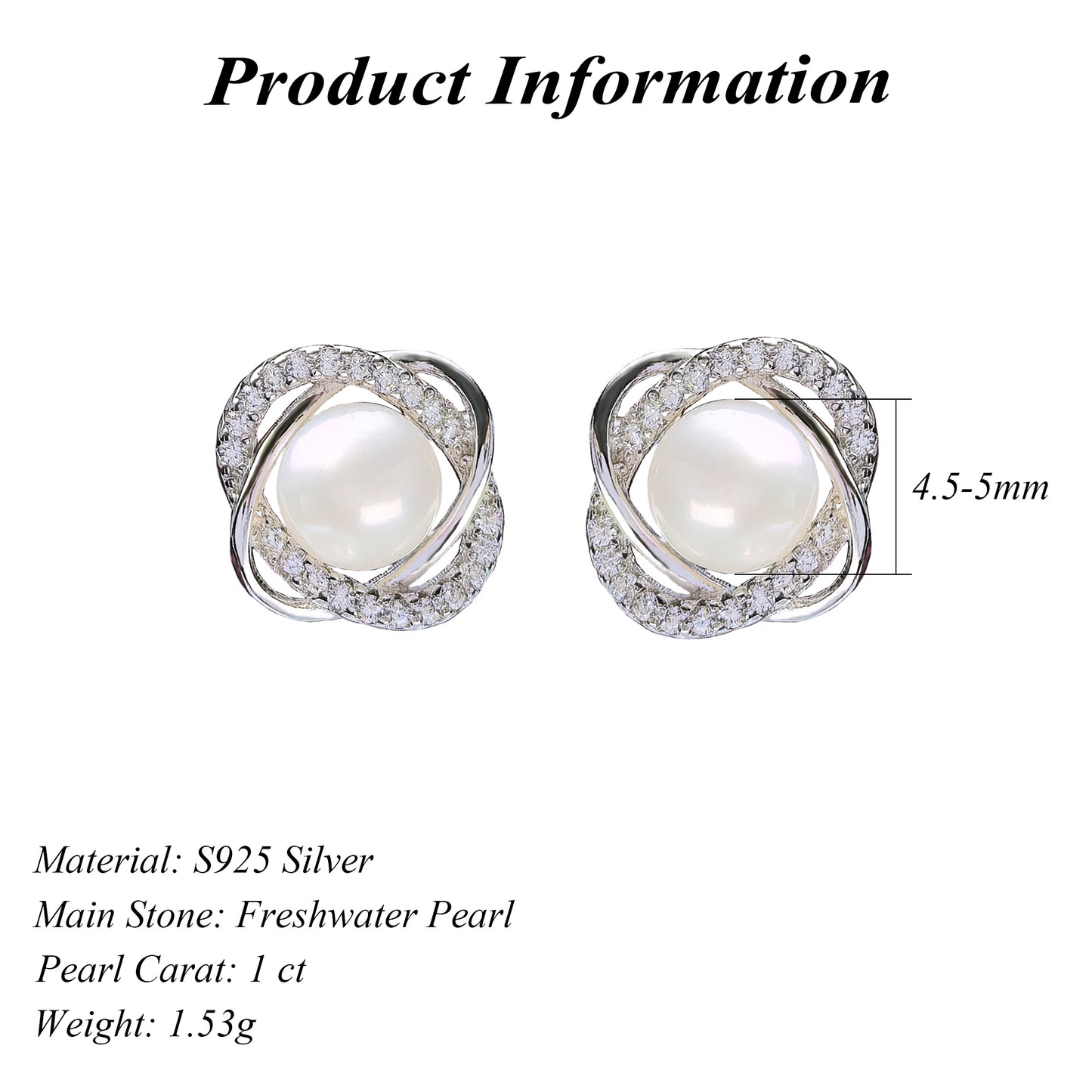 Delicate Freshwater Pearl Rhodium Plated Sterling Silver 925 Stud Earrings